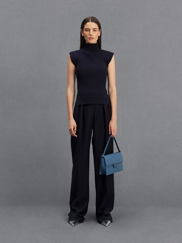 Denim Shoulder Bag, Blue, hi-res