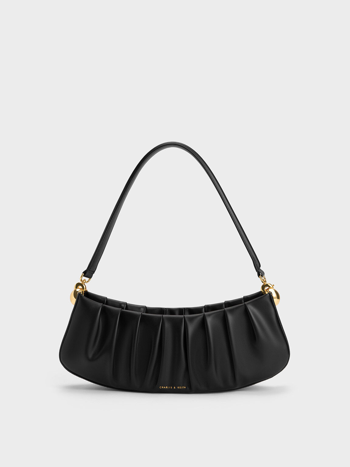 Aldora Ruched Shoulder Bag - Black