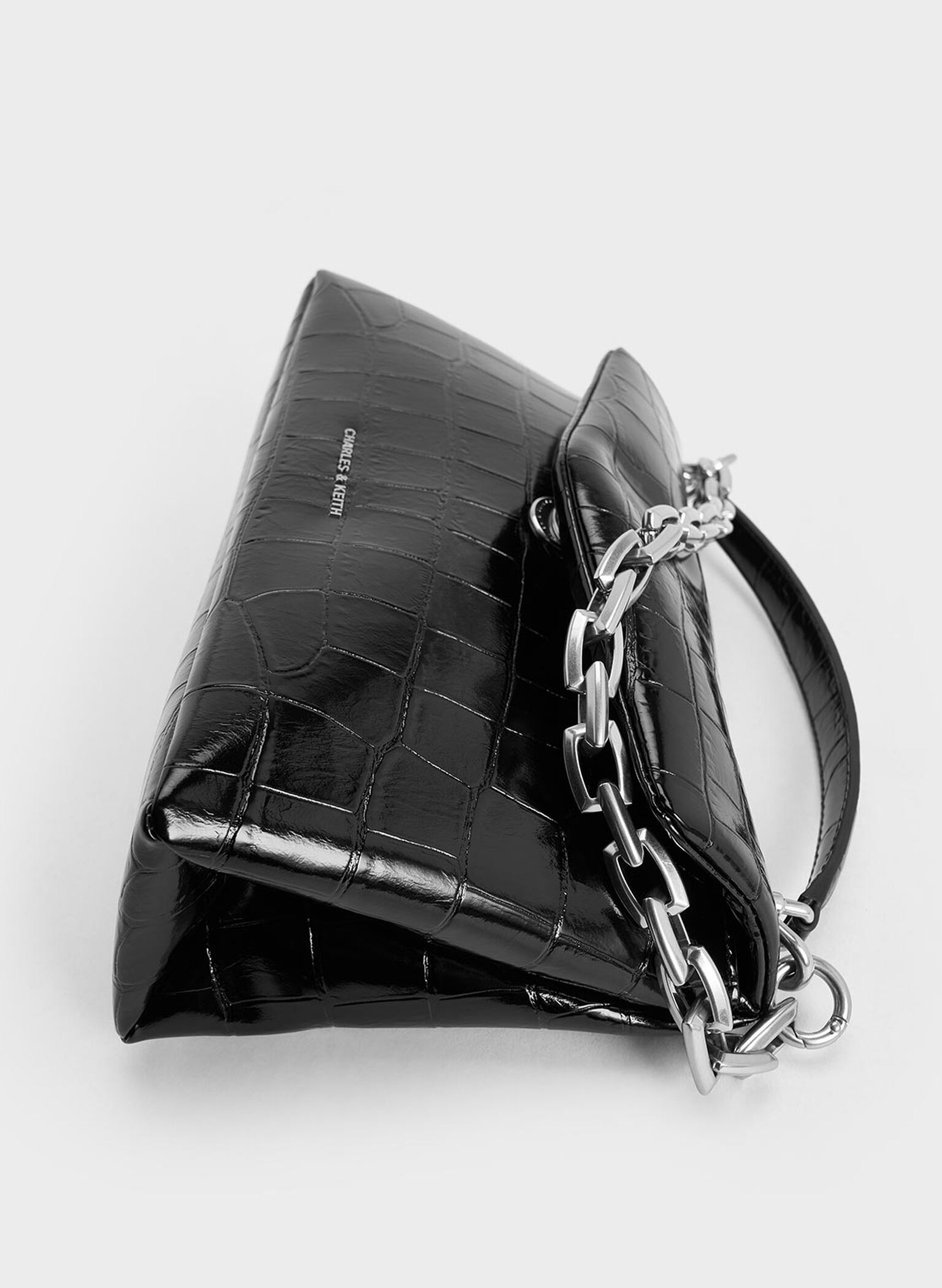 Andromeda Croc-Effect Chunky-Chain Top Handle Bag, Noir, hi-res