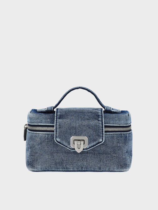 Arwen Denim Top Handle Vanity Bag, Denim Blue, hi-res