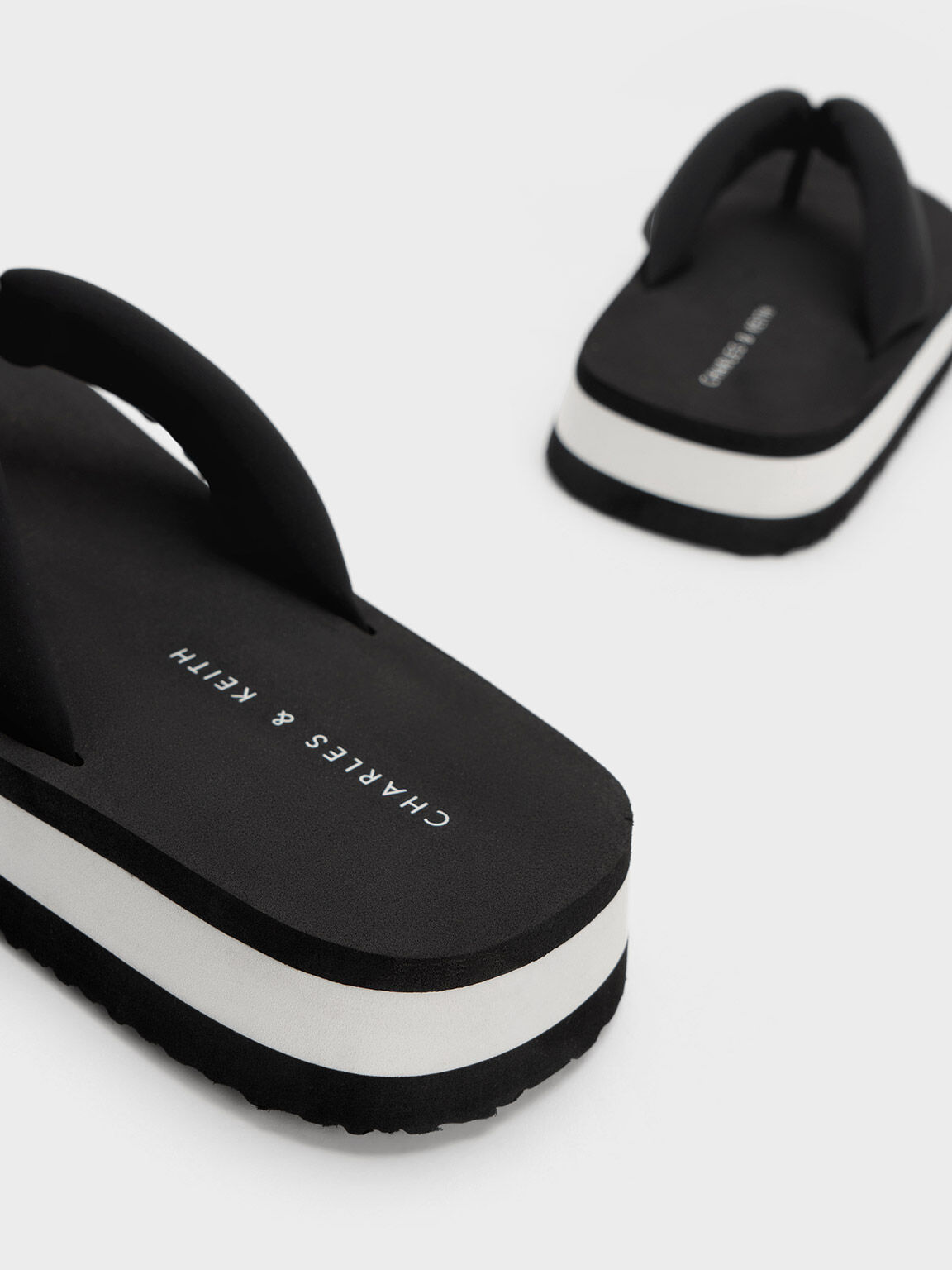 Tana Puffy Thong Sandals, Black, hi-res