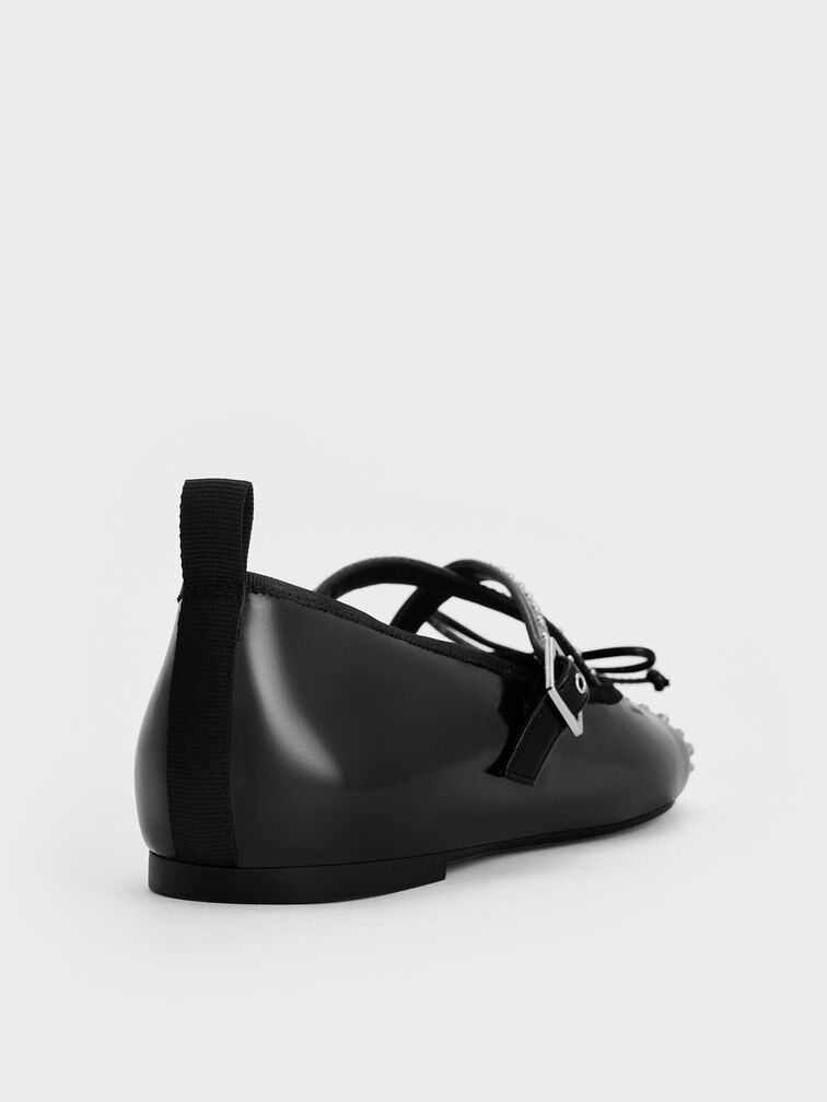 Studded Crossover-Strap Mary Jane Flats, Black Box, hi-res