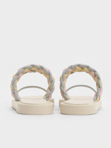 Braided-Strap Flatform Sandals, Multi, hi-res