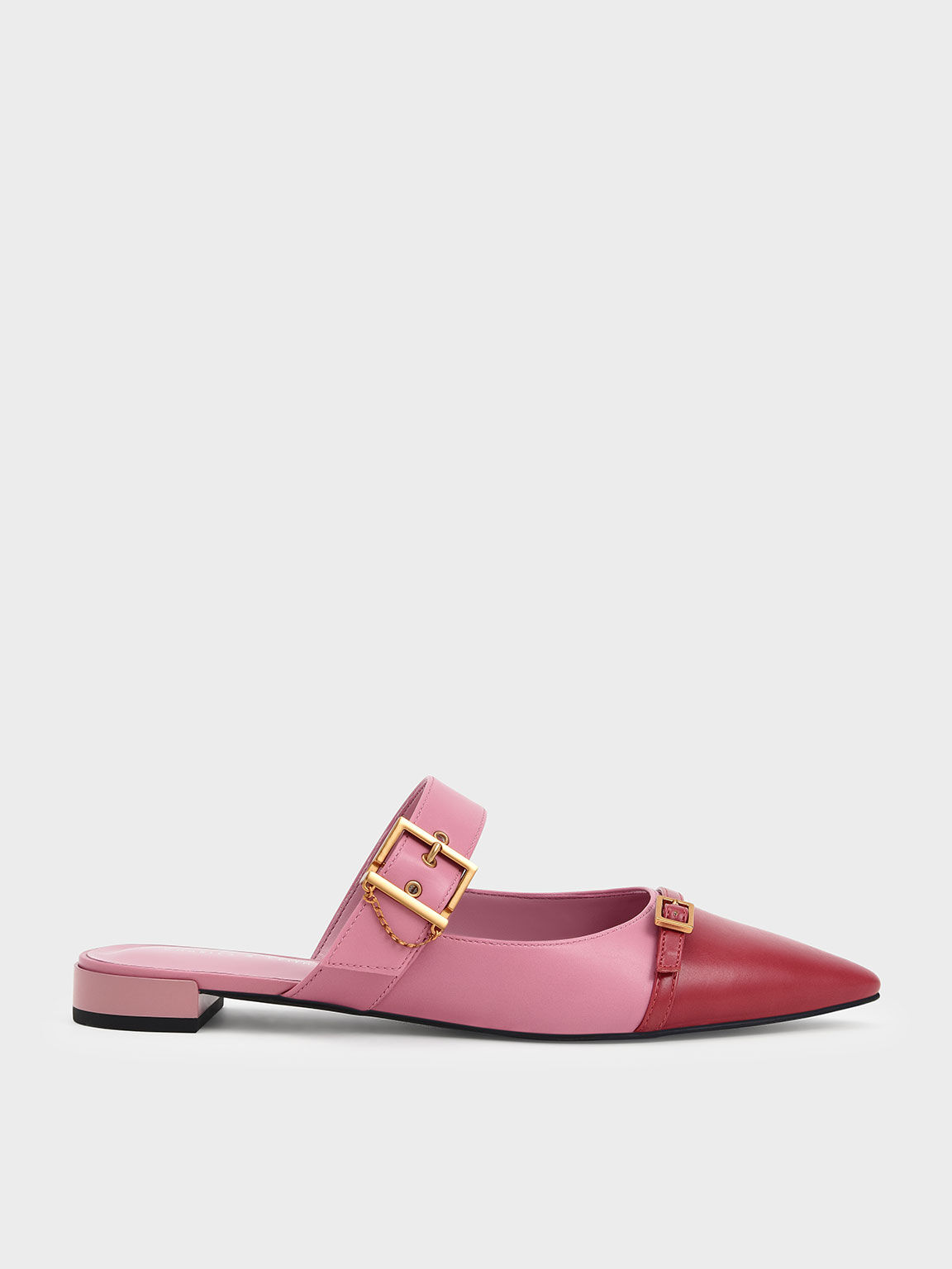 新春限定：Hadley 金屬釦帶平底鞋, 粉紅色, hi-res