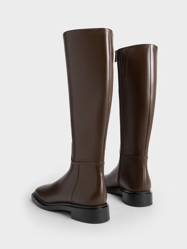 Side-Zip Knee-High Riding Boots, Brown, hi-res