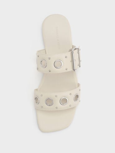 Grommet Buckled Slides, Chalk, hi-res