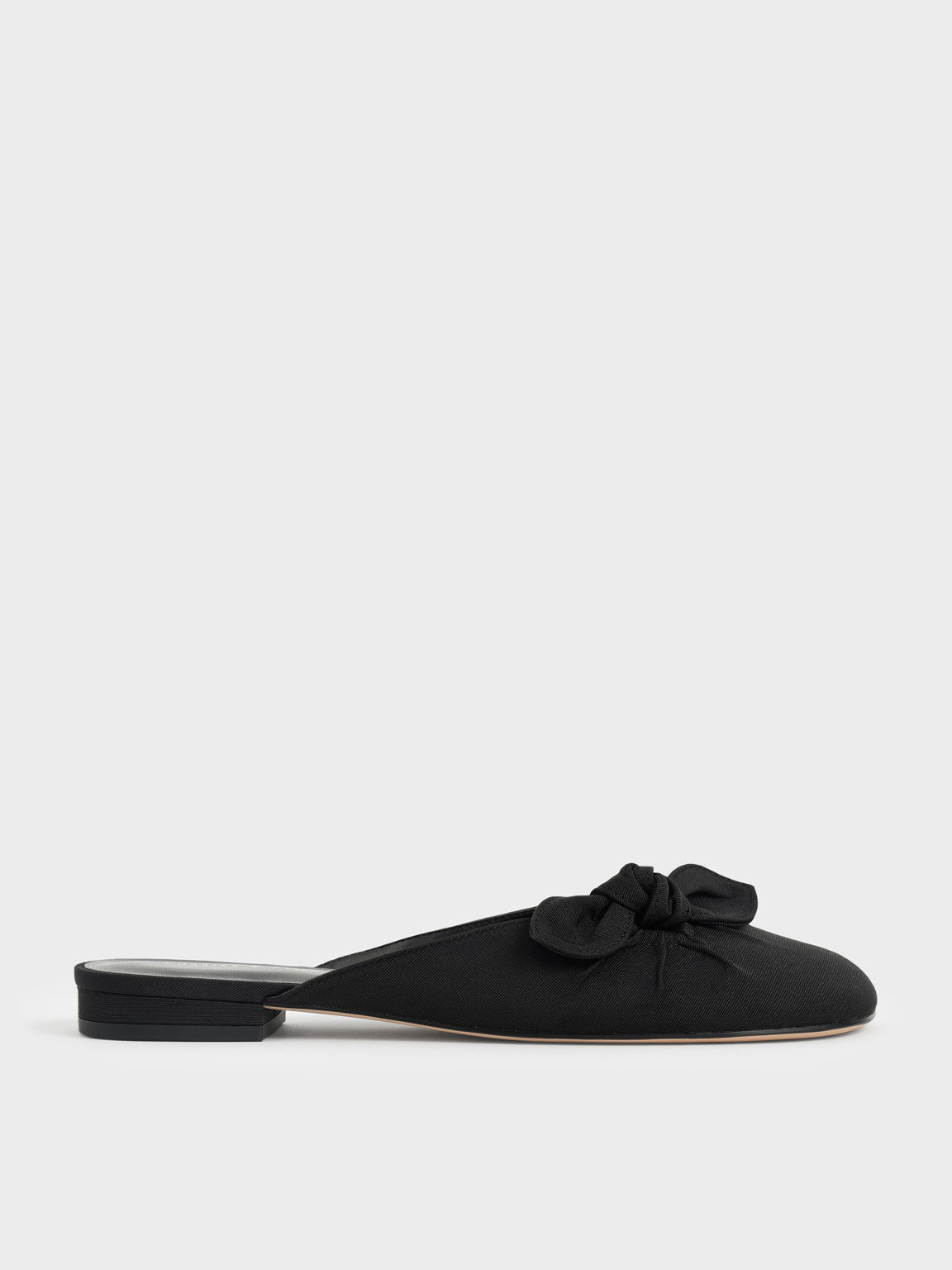Knotted Fabric Mules, Black, hi-res