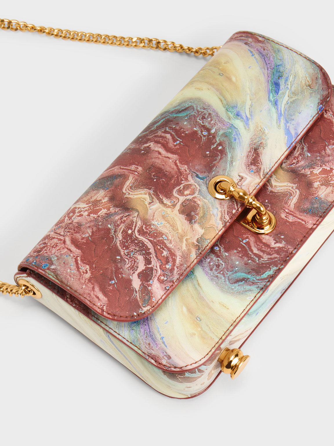 Meriah Swirl-Print Clutch, Multi, hi-res