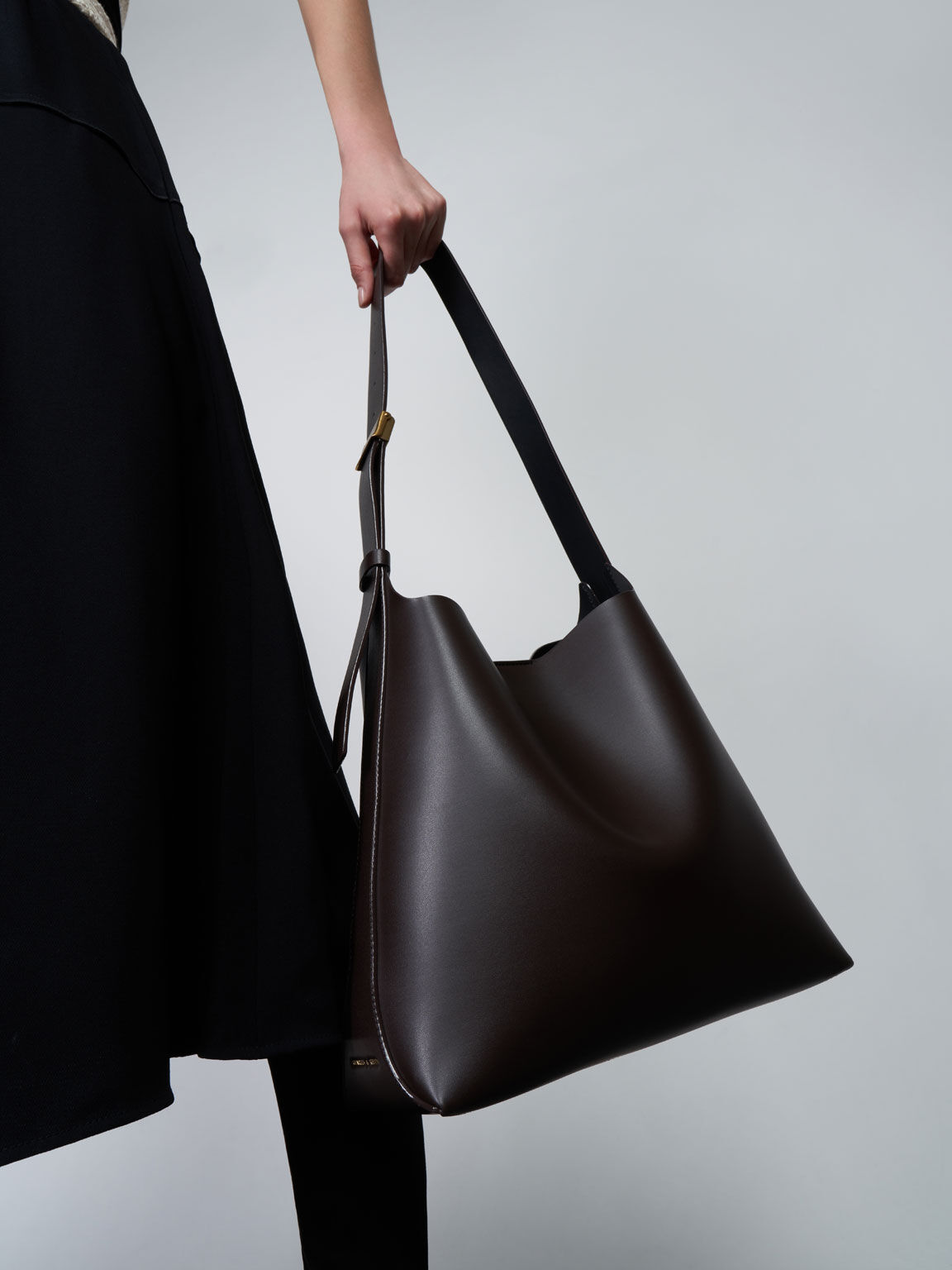 Dark Oak Edna Large Hobo Bag CHARLES & KEITH MY