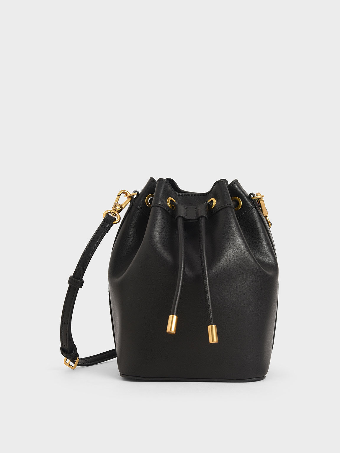 Drawstring Bucket Bag, Black, hi-res