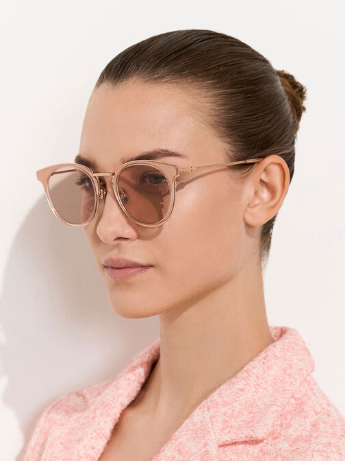 Oval Recycled Acetate Sunglasses, Pink, hi-res