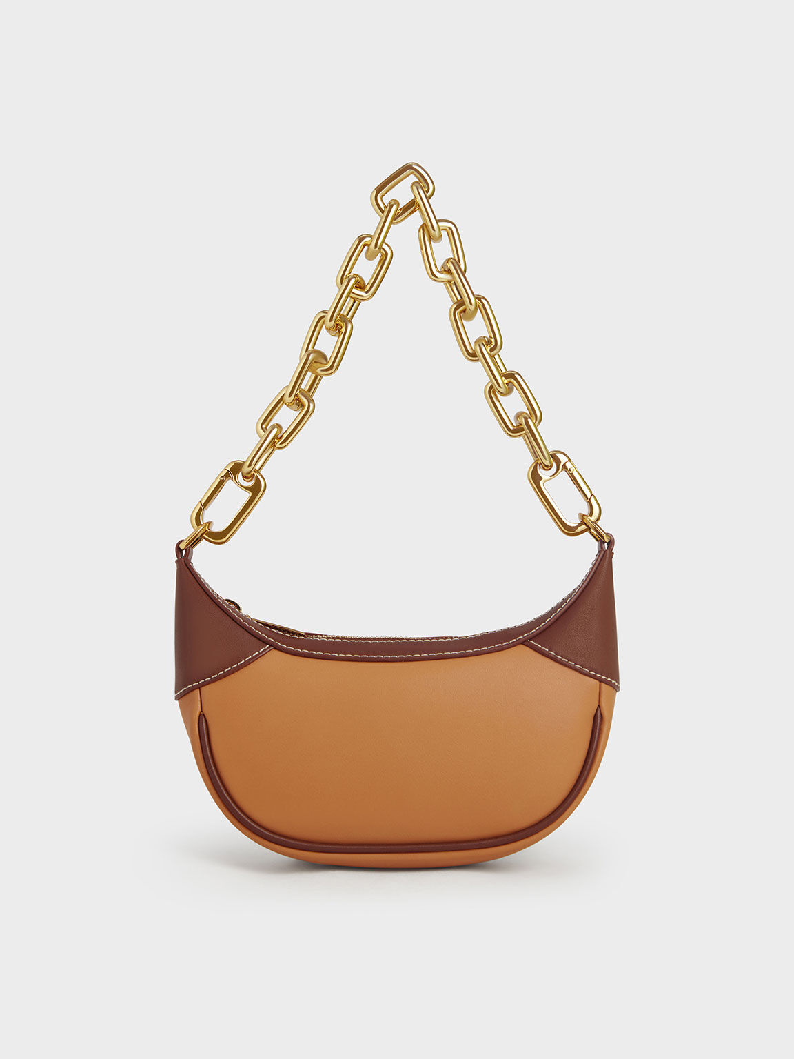 Shalia Chain-Handle Moon Bag, Pumpkin, hi-res