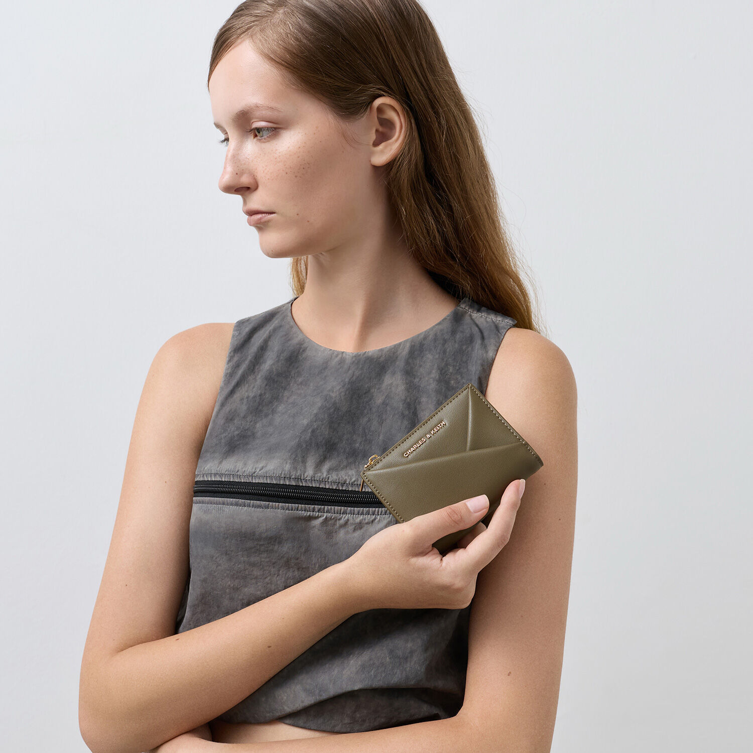 Deep Olive Midori Geometric Top-Zip Wallet - Deep Olive - Wallets