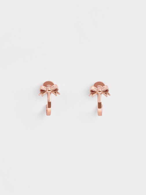 Pendientes cortos de lazo Paige, Oro rosa, hi-res