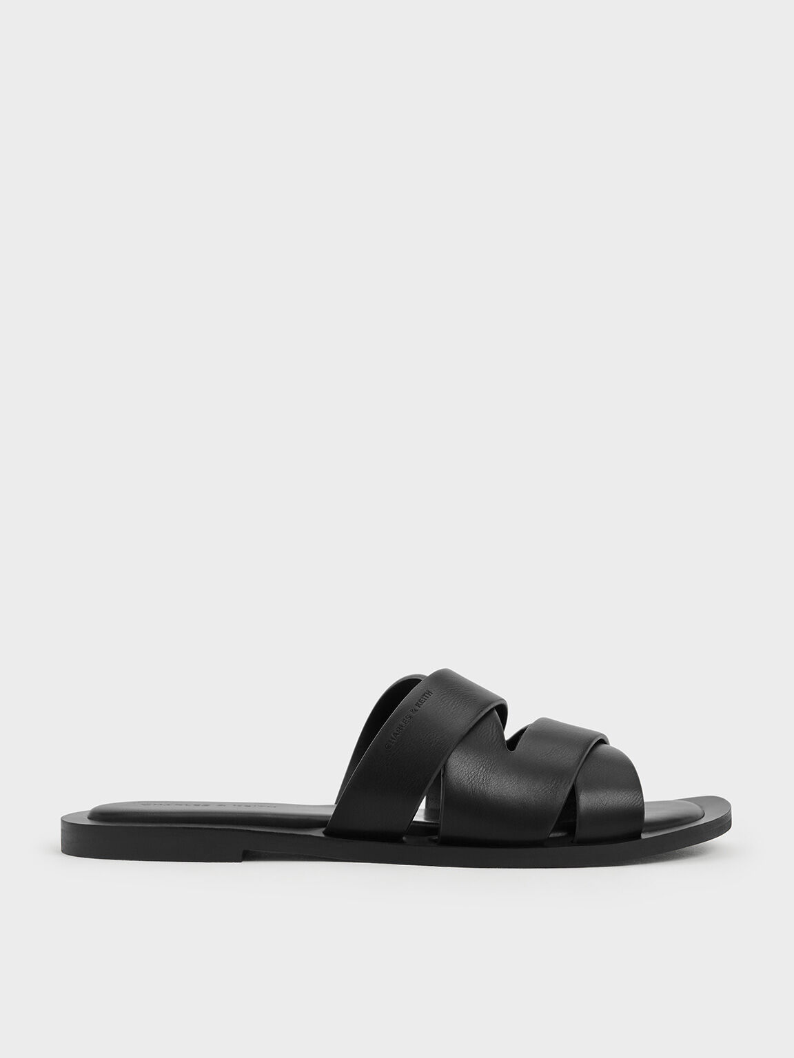 Black Strappy Crossover Slide Sandals CHARLES KEITH KH