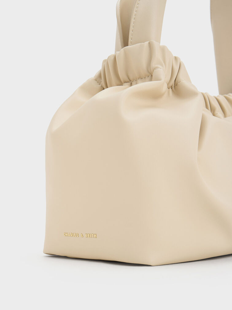 Bolso holgado Ally con efecto arrugado, Beige, hi-res