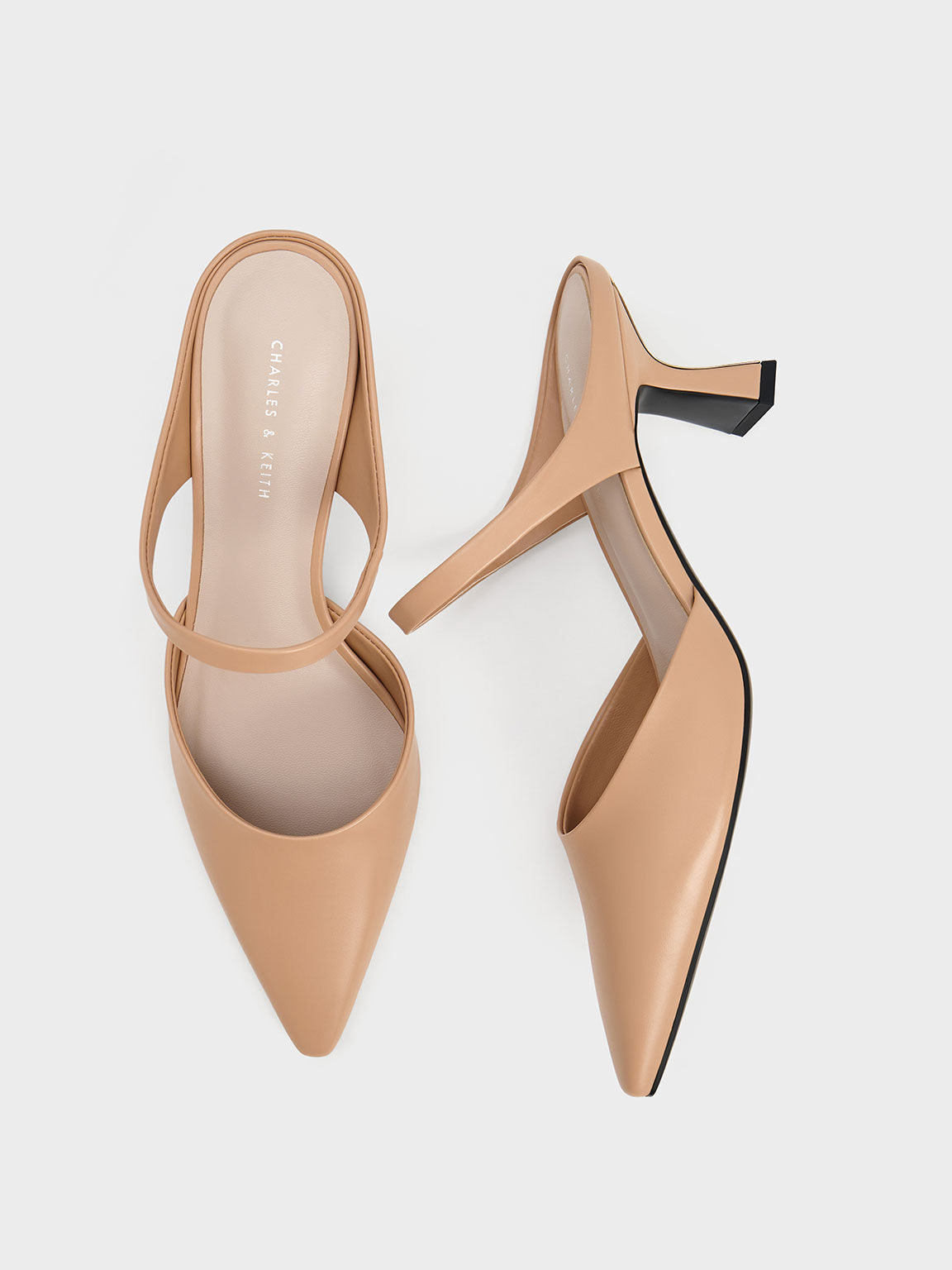Nude high heel mules deals