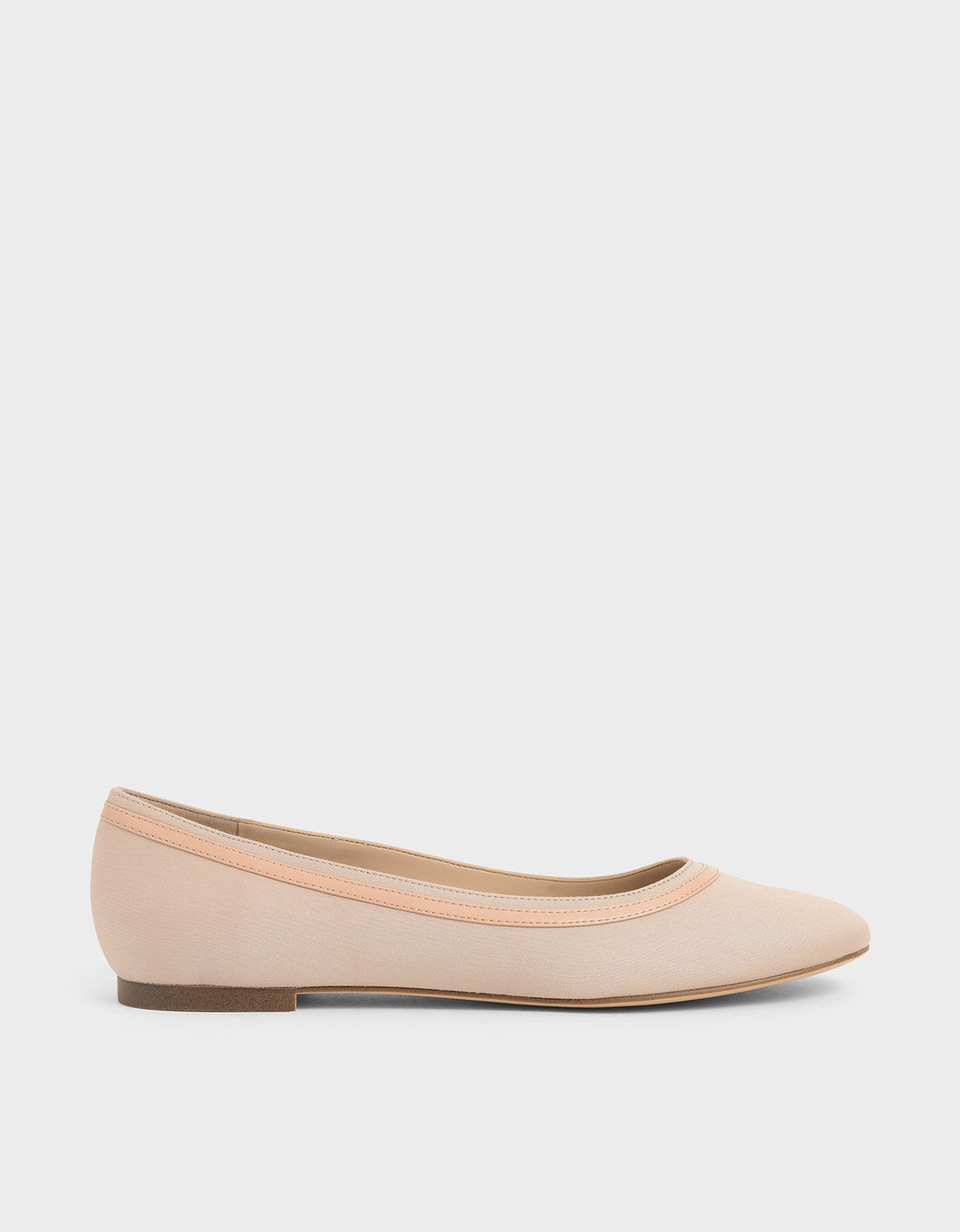 Nude Round Toe Ballerina Flats 