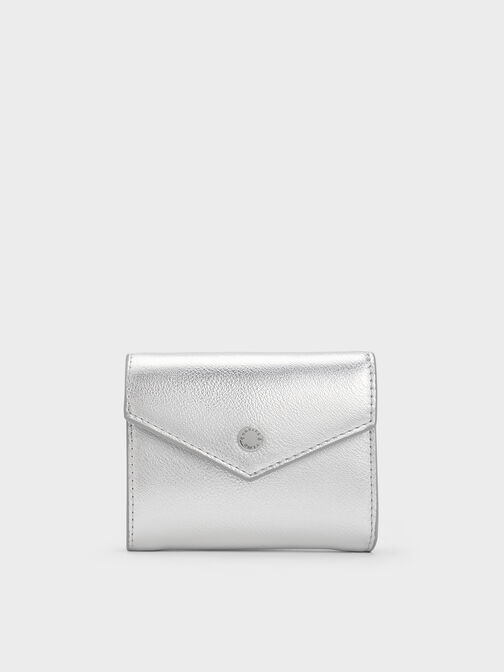 Marlowe Metallic Short Envelope Wallet, Silver, hi-res