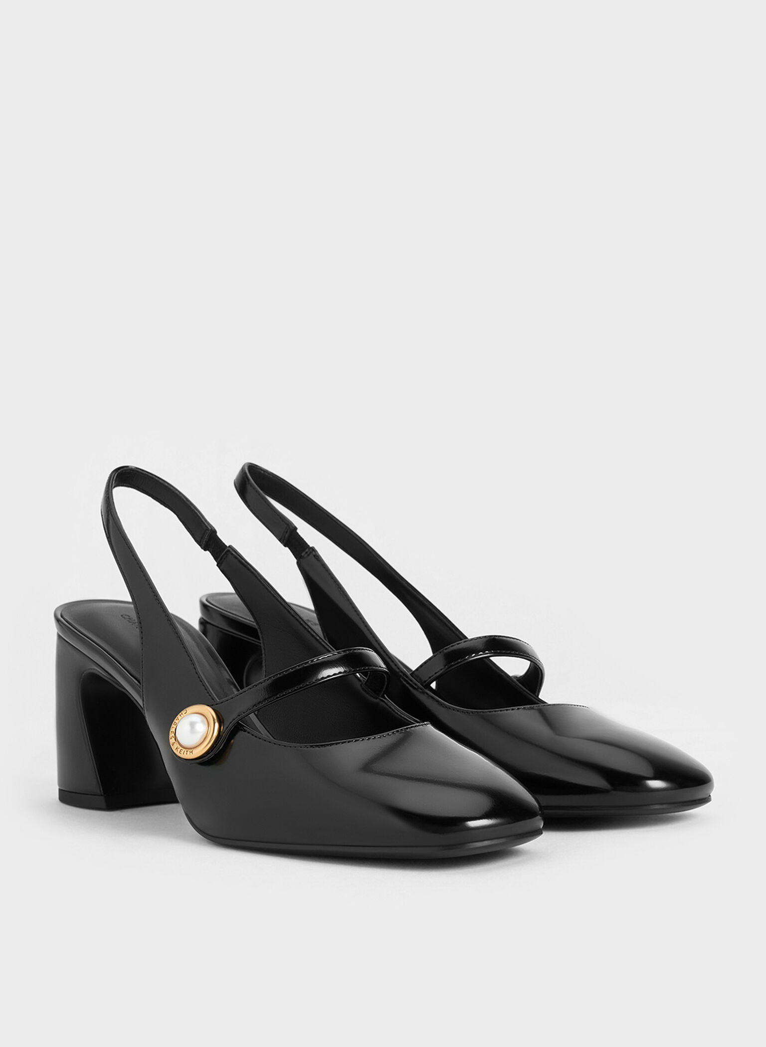 Pearl-Accent Mary Jane Pumps, Black Box, hi-res