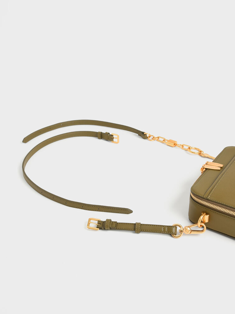 Charles & Keith crossbody bag with chain strap in olive