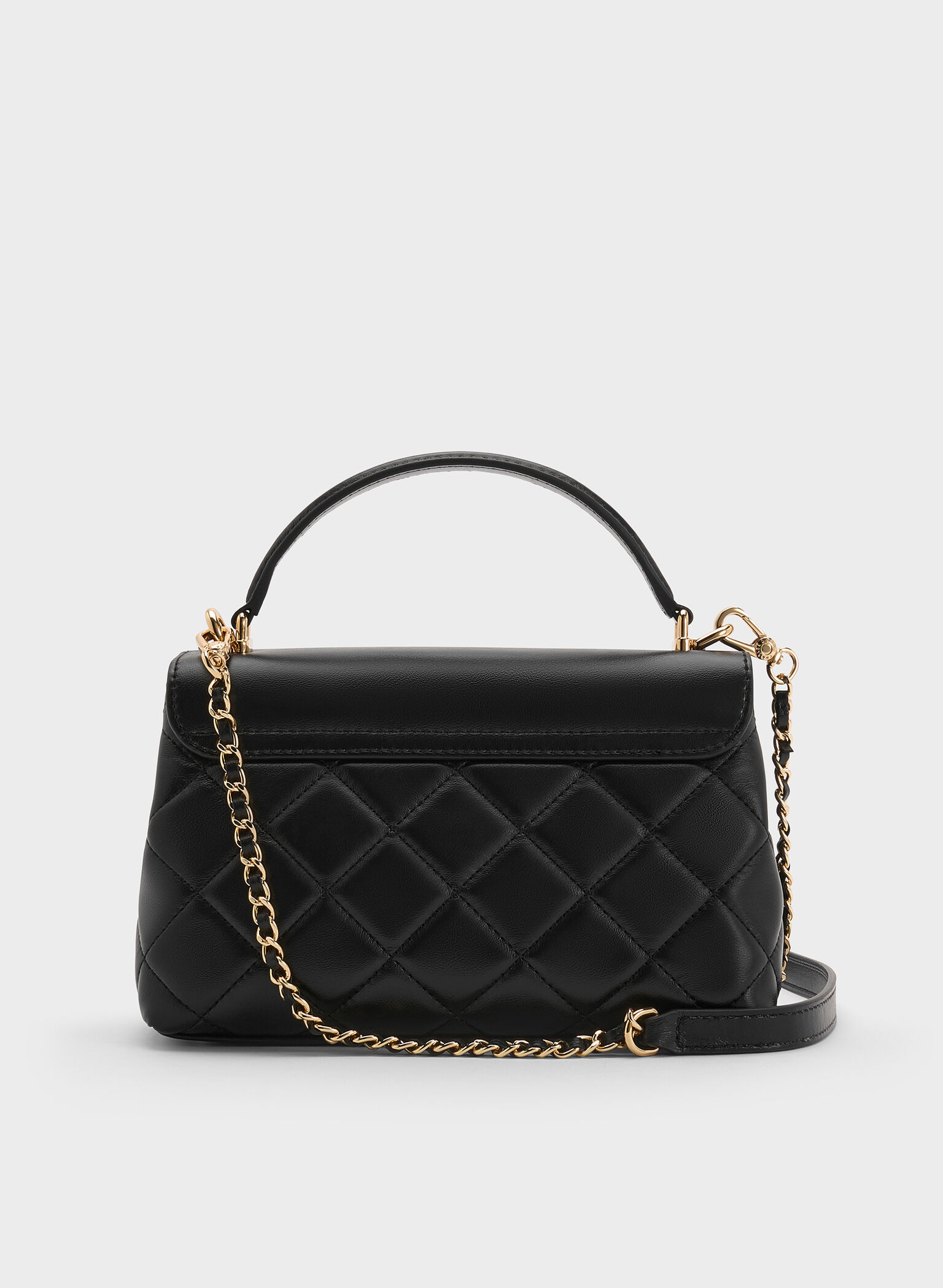 Alva Quilted Top Handle Bag, Black, hi-res