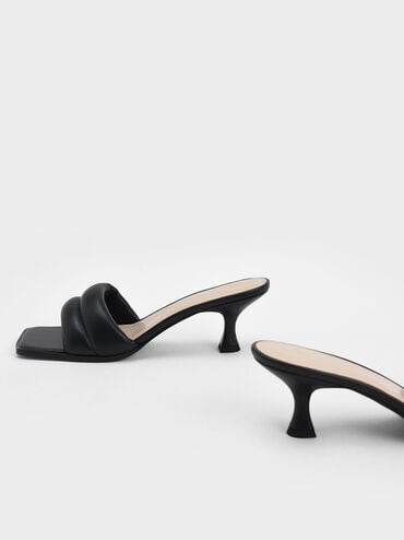 Padded Square Toe Mules, Black, hi-res