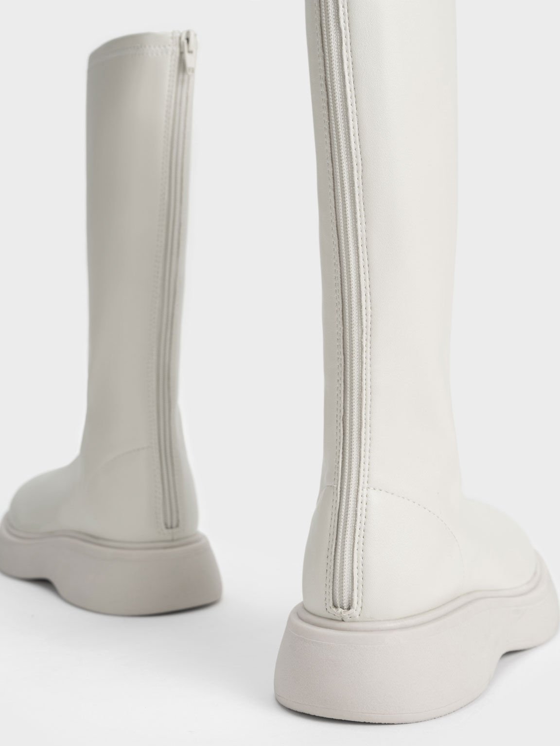 Chunky Sole Knee-High Boots, Chalk, hi-res