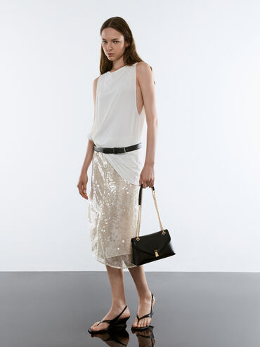 릴리벳 메탈릭 악센트 체인 스트랩 백, 블랙, hi-res