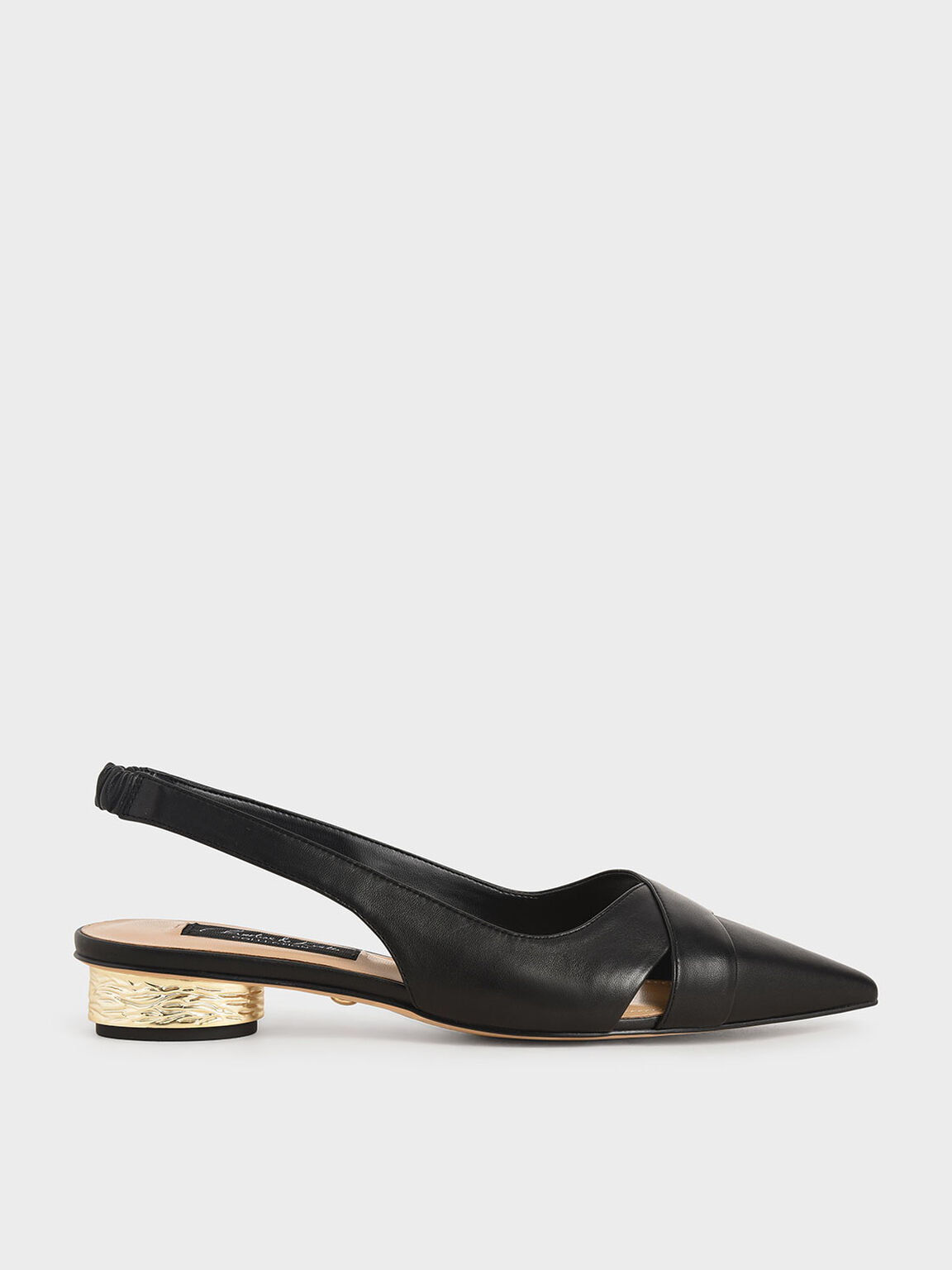 Black Leather Slingback Court Shoes | CHARLES & KEITH US