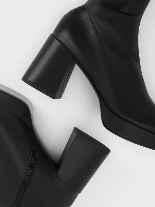 Botas Evie al muslo con plataforma, Negro, hi-res