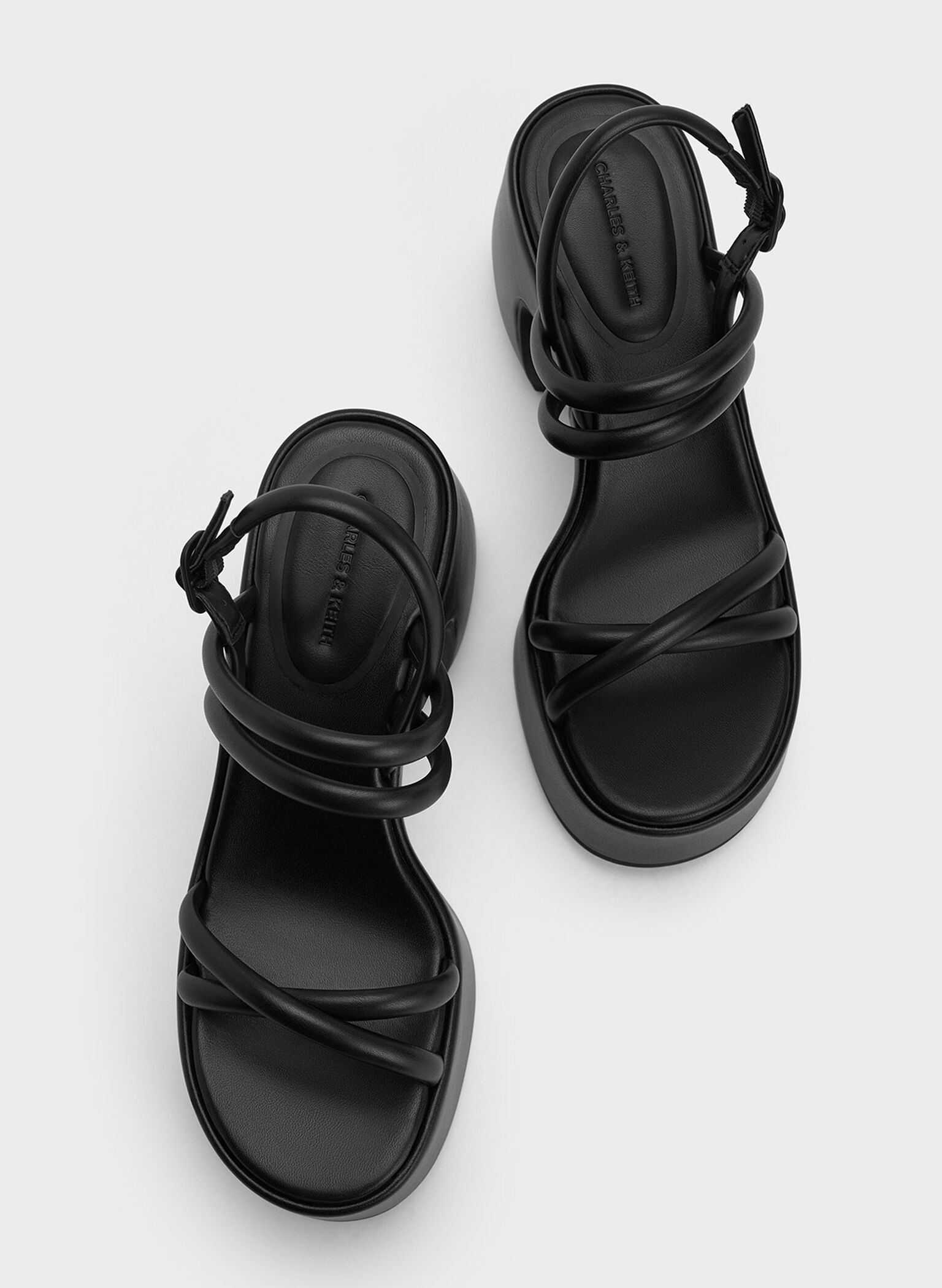 Nerissa Tubular Platform Sandals, Black, hi-res