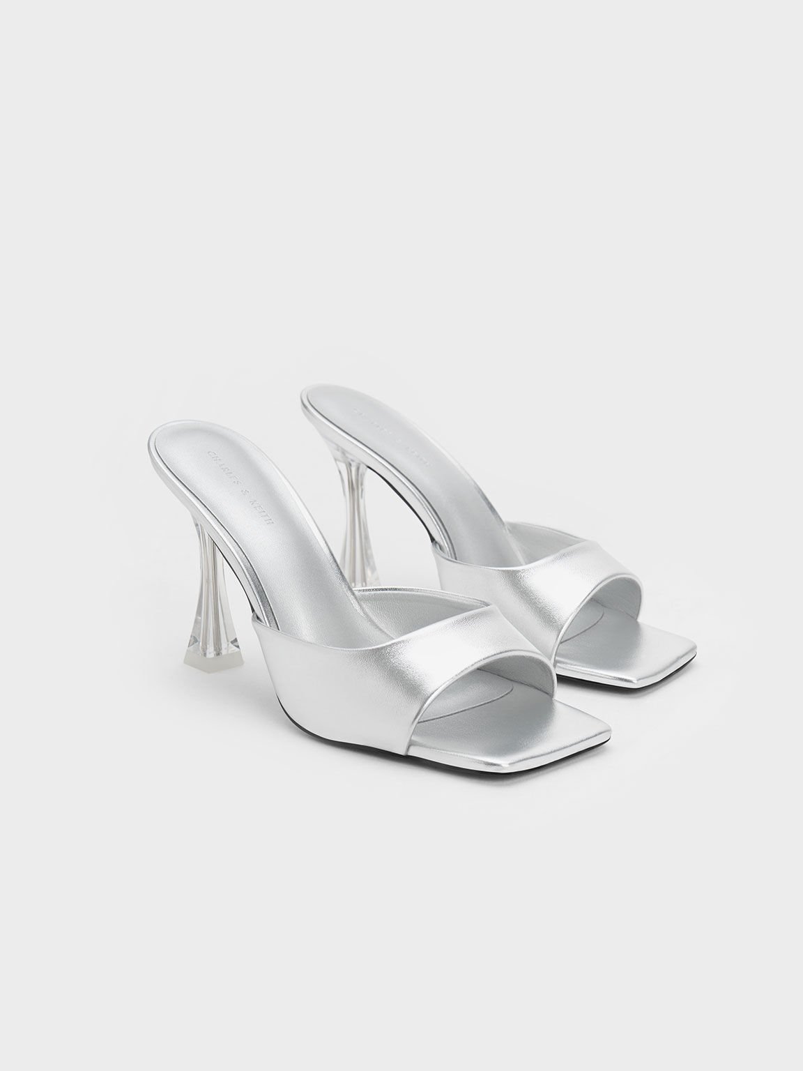Women's heeled metallic sandal in silver leather | GUCCI® US