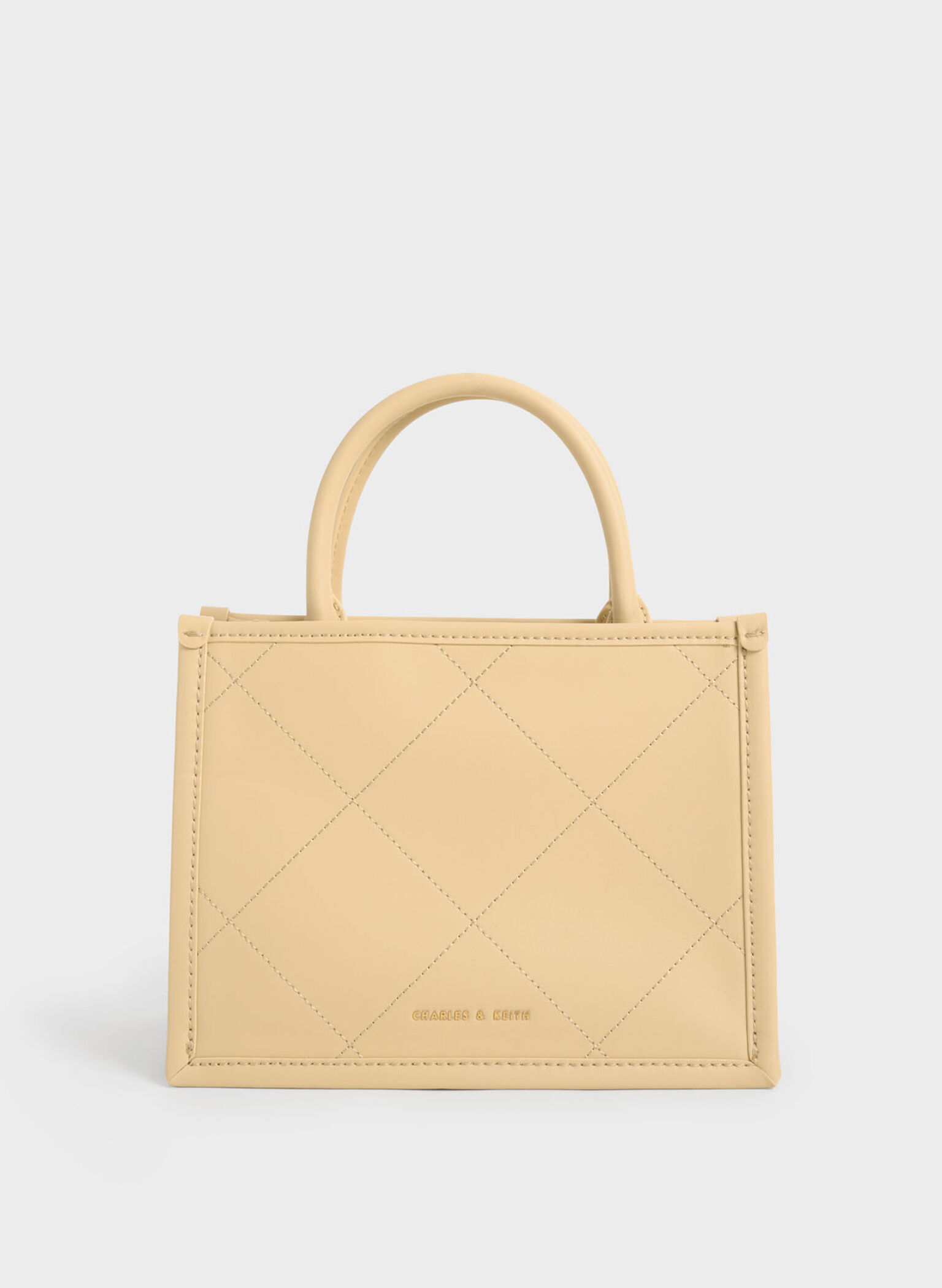 Beige Celia Quilted Double Handle Tote Bag - CHARLES & KEITH US