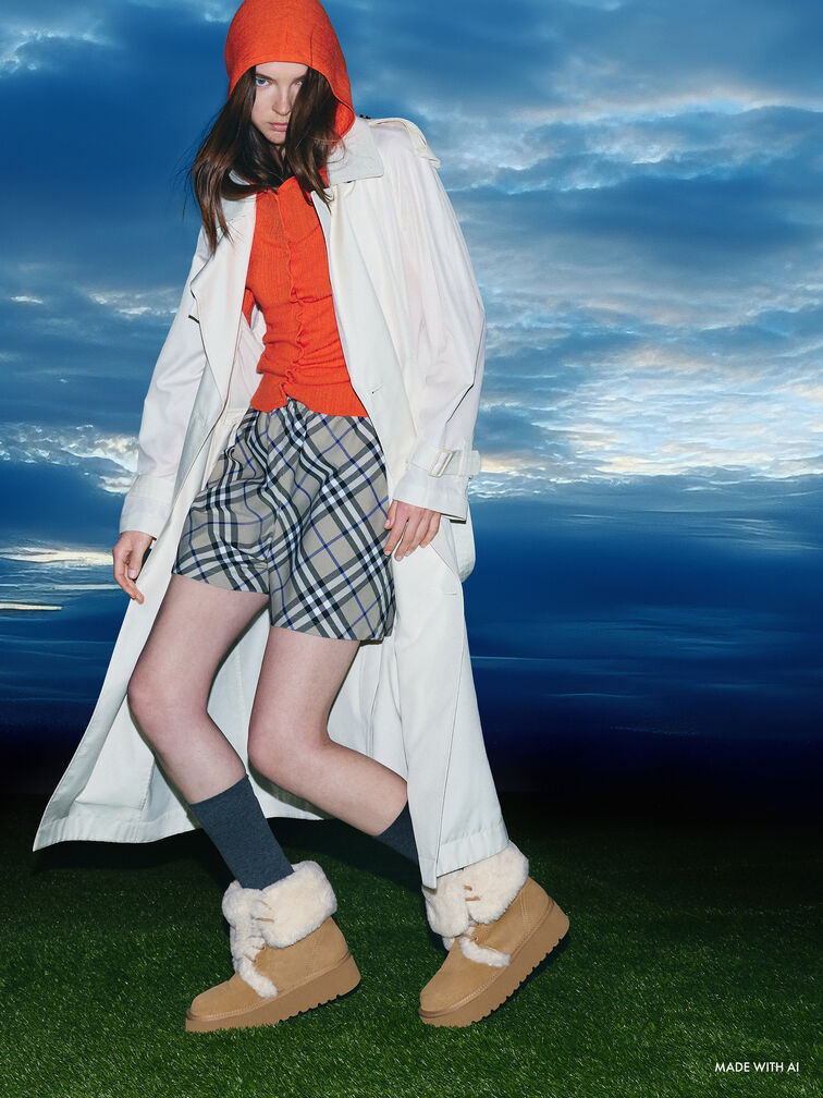 Faux Suede & Faux Fur Foldover Flatform Boots, Sand Faux Suede & Faux Fur Foldover Flatform Boots, Sand, hi-res