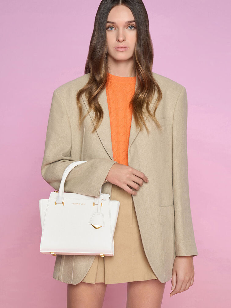 Trapeze Tote Bag, White, hi-res