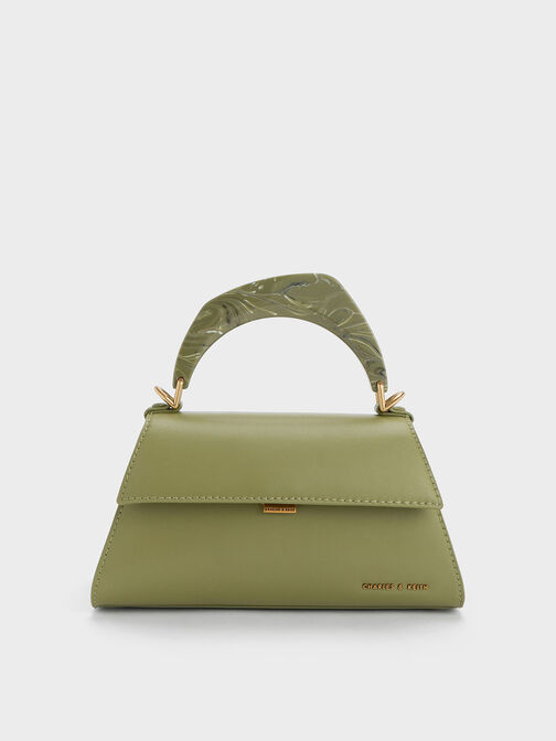 Marlin Acrylic Handle Trapeze Bag, Olive, hi-res