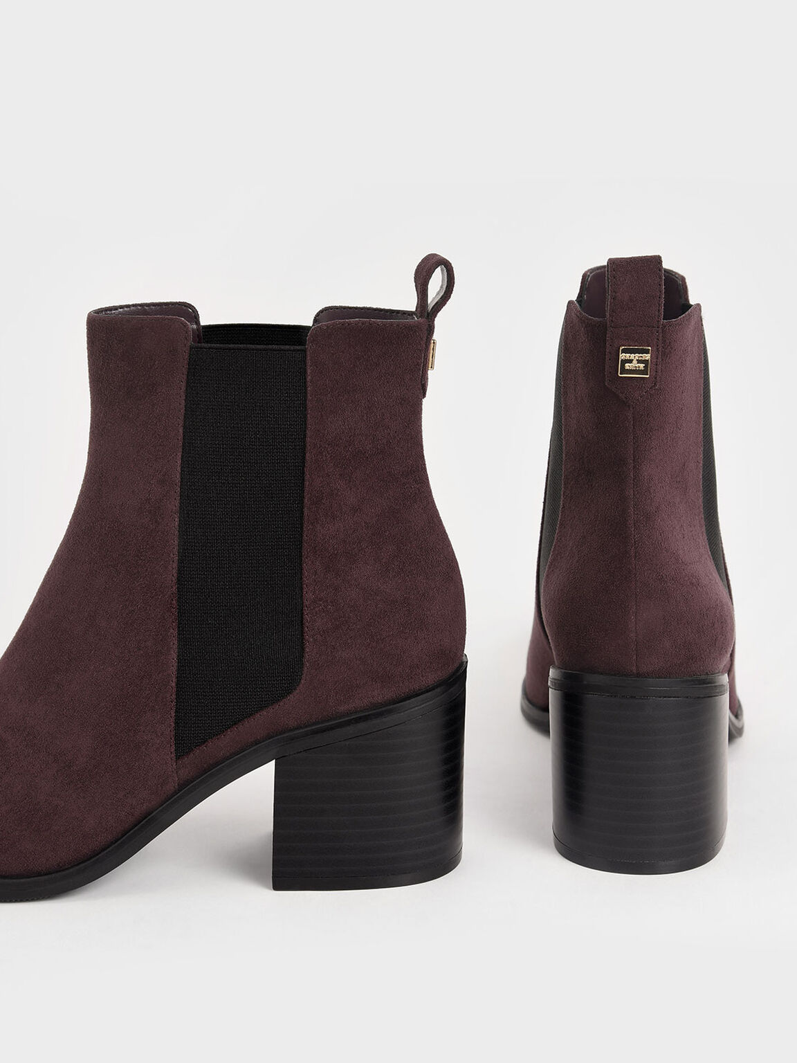 Textured Block Heel Chelsea Boots, Purple, hi-res