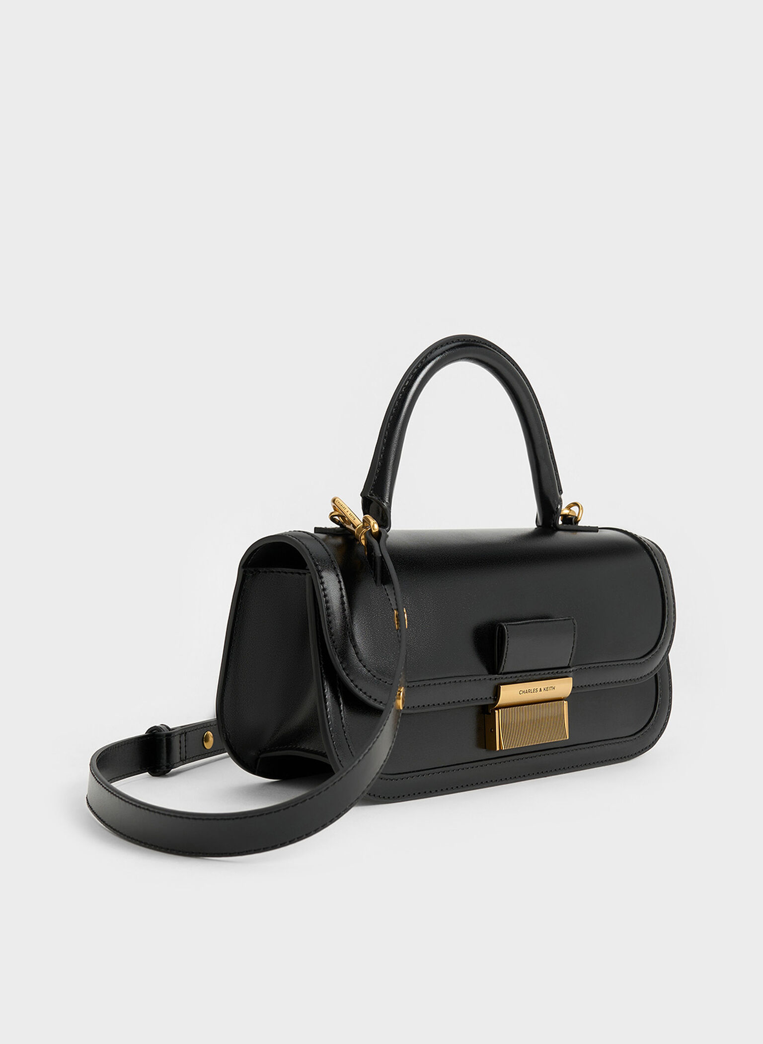 Charlot Elongated Top Handle Bag, Black, hi-res