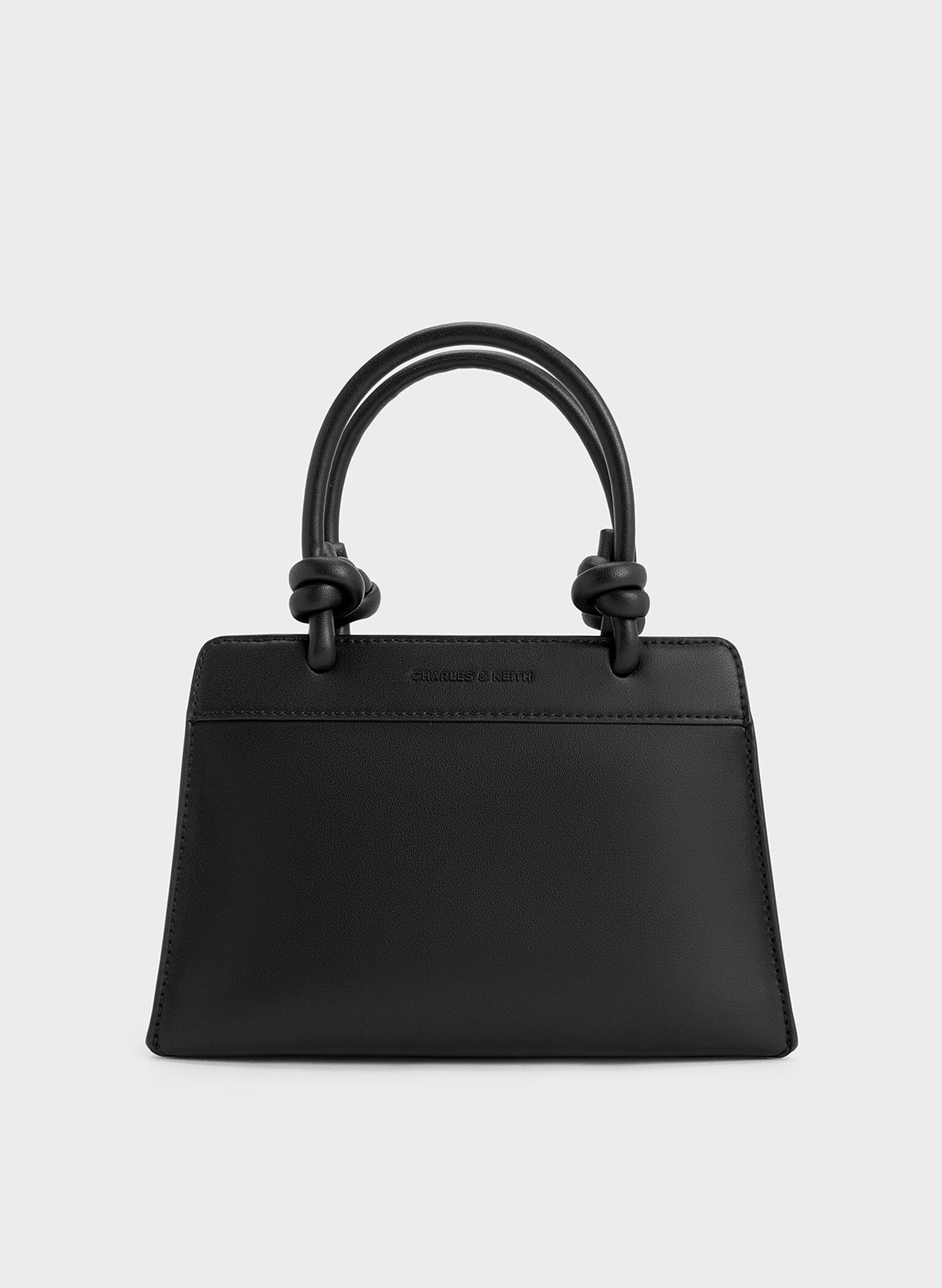 Sabine Knotted-Handle Trapeze Tote Bag, Jet Black, hi-res