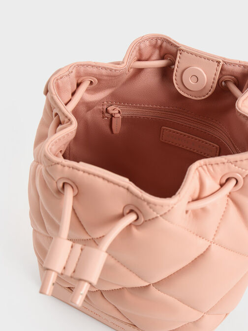 Lin Quilted Bucket Bag, Pink, hi-res