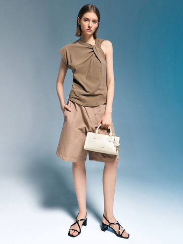 Mini bolso tote Kerry, Crema, hi-res
