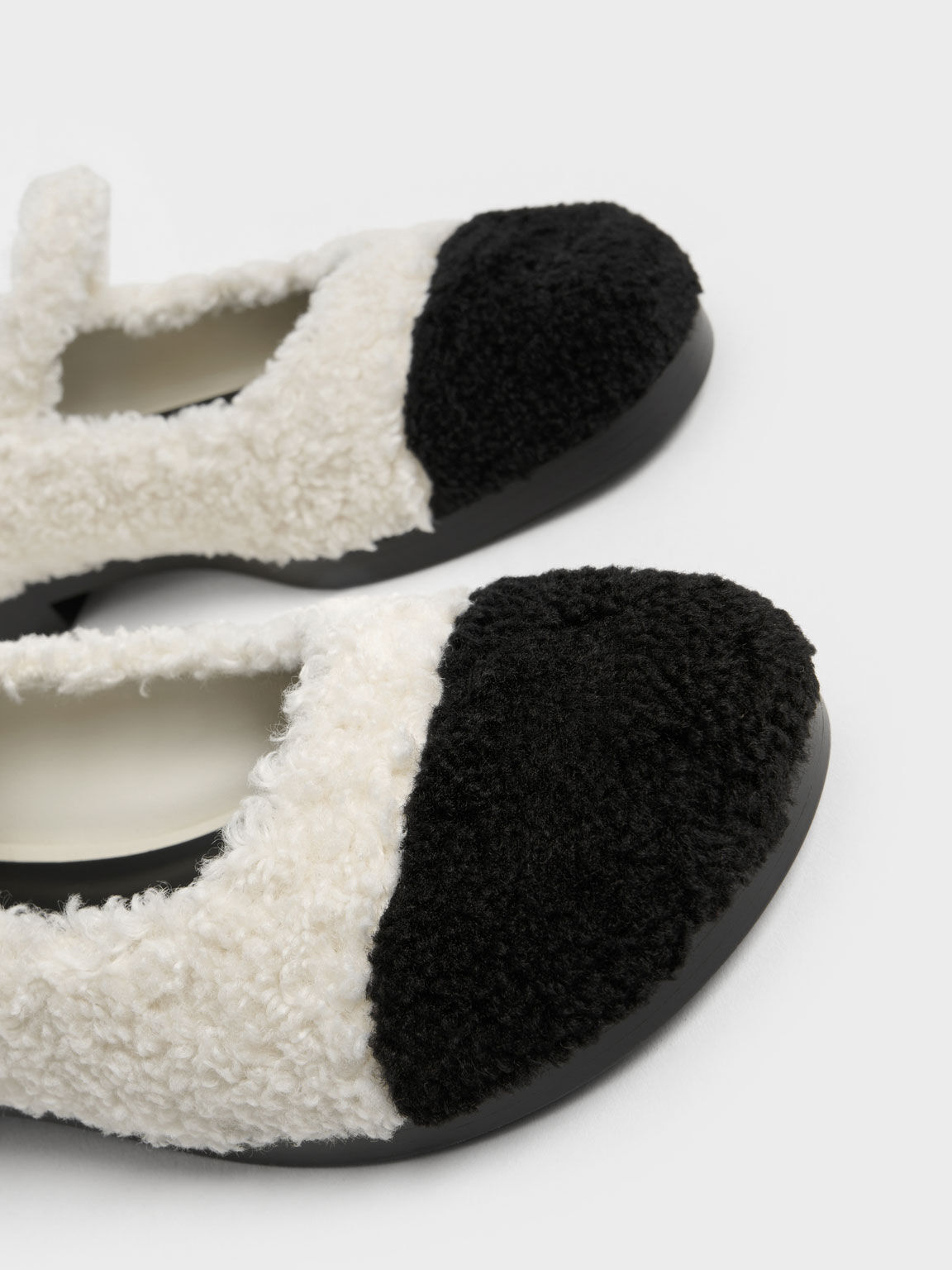 Two-Tone Furry Mary Janes, Chalk, hi-res