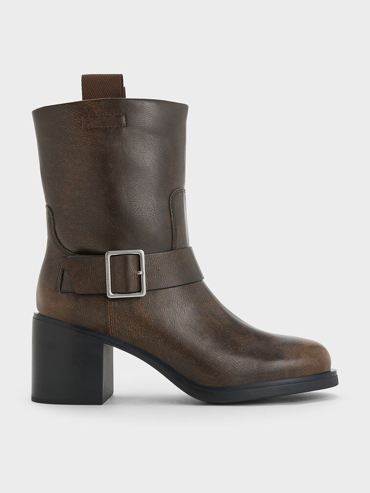 Botines Kailey con hebilla lateral, Marrón oscuro, hi-res