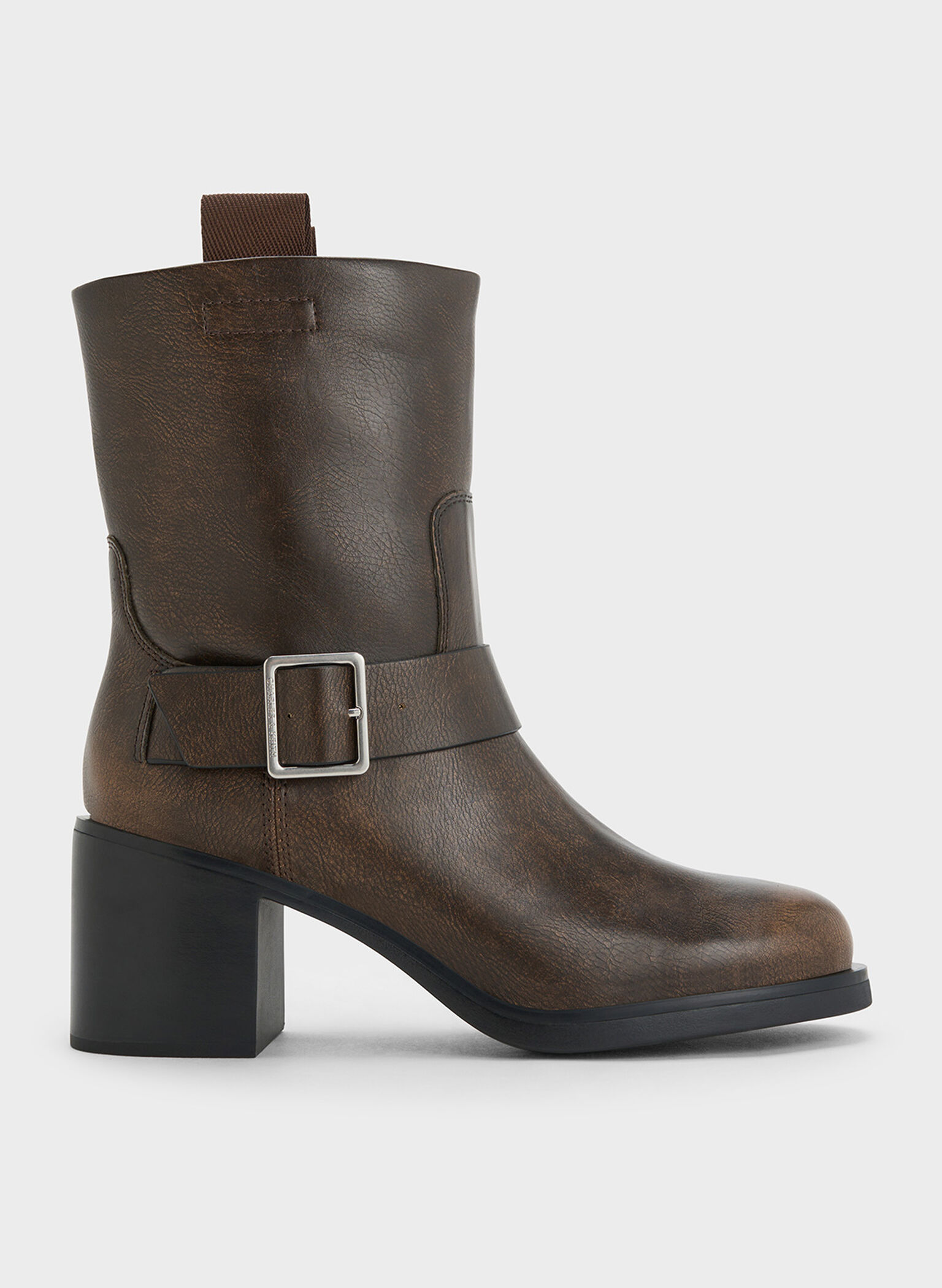 Kailey Side-Buckle Ankle Boots, Dark Brown, hi-res