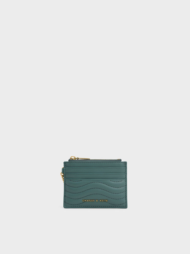 Aubrielle 浪紋拉鍊票卡夾, 藍綠色, hi-res