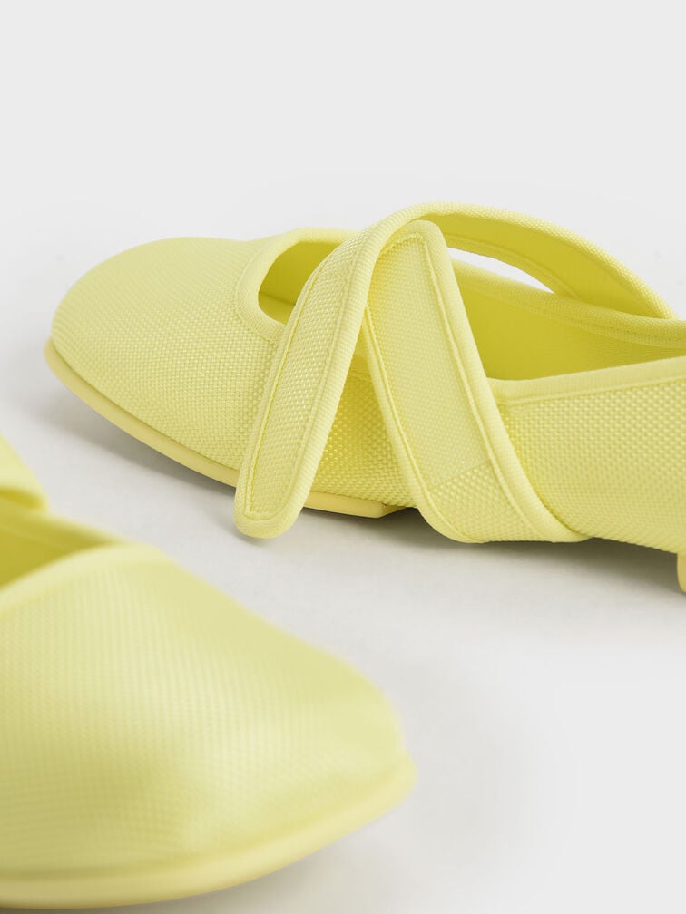 Nori Recycled Polyester Mary Jane Flats, Yellow, hi-res