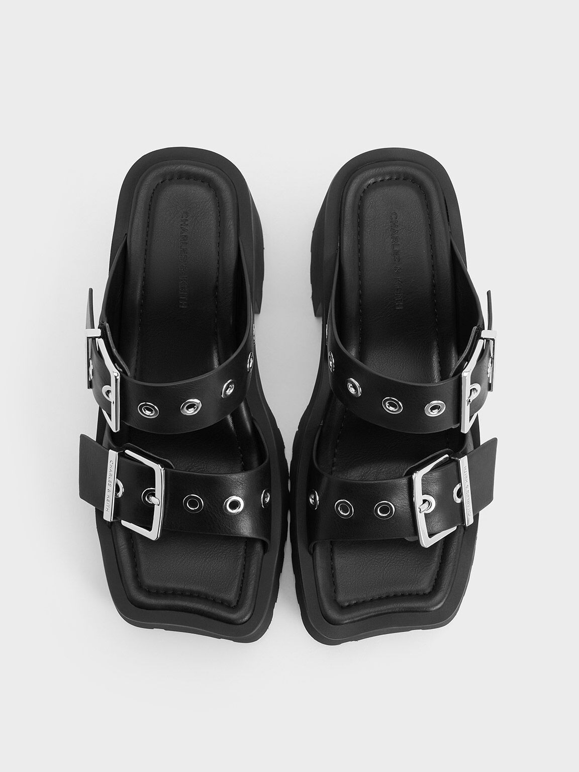 Double strap platform slides cheap