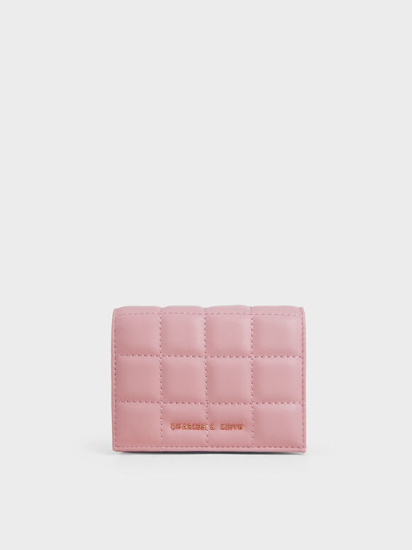 Quilted Mini Short Wallet, Pink, hi-res