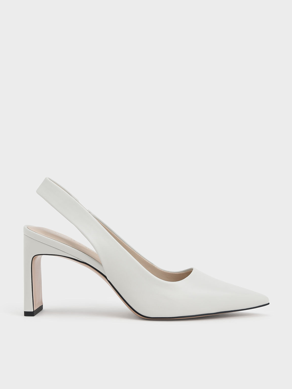 Blade Heel Slingback Pumps, White, hi-res